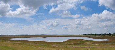 Gökyüzü bulutları, mavi kabarık, temiz manzara güzel açık hava ışığı yaz mevsimi