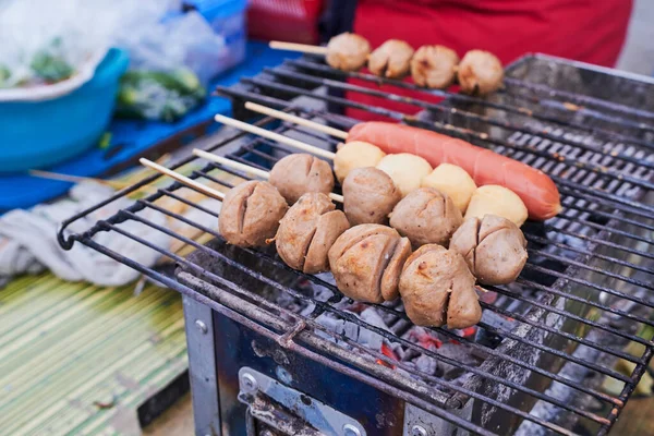 Albóndigas Parrilla Comida Callejera Comida Rápida Fácil Encontrar Todas Partes —  Fotos de Stock