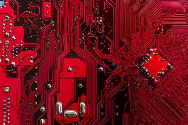 PCB röd bakgrund — Stockfoto
