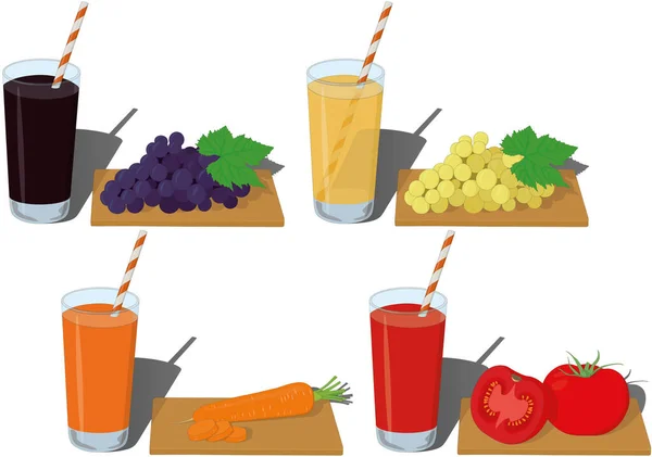 Glass Fresh Fruit Vegetable Juice Vector Illustration — Stock Vector
