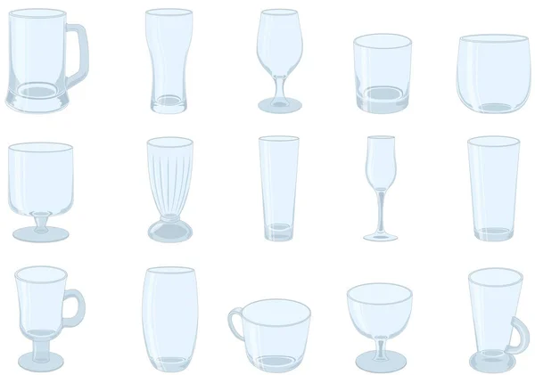 Diversi Tipi Bicchieri Collezione Illustrazione Vettoriale — Vettoriale Stock