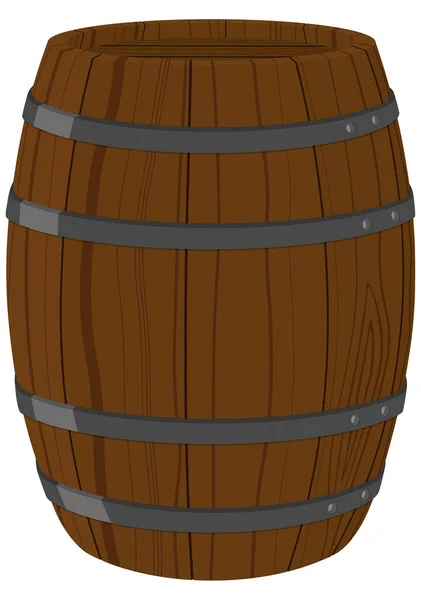 Wooden Barrel Metal Straps Beer Wiskey Wine Vector Illustration —  Vetores de Stock
