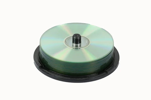 Cd stack isolato su bianco. Mandrino di CD e DVD. — Foto Stock