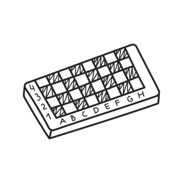 Houten Schaakbord Voor Spelletjes Vrijetijdsbesteding Doodle Stijl Omtrek Met Hand — Stockvector