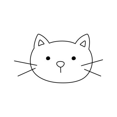 Cute cat muzzle in doodle style. Hand drawn sketch kitty for print and design. Vector illustration, isolated black element on a white background