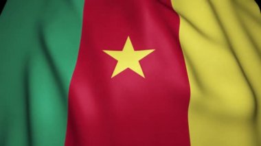 4K 'da gerçekçi Kamerun bayrağı sallamak, döngü animasyonu