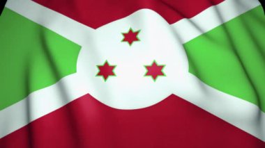 4K 'da gerçekçi Burundi bayrağı sallamak, döngü animasyonu