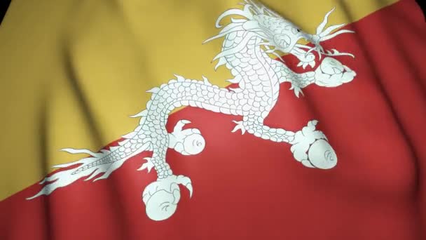 Ondeando Bandera Realista Bután Animación Bucle — Vídeos de Stock