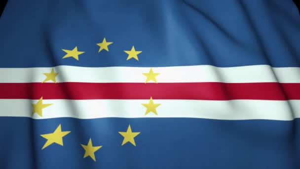 Ondeando Bandera Realista Cabo Verde Animación Bucle — Vídeos de Stock