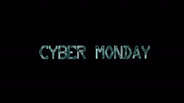 Cyber monday glitch text on black background. Sale concept. Loop animation