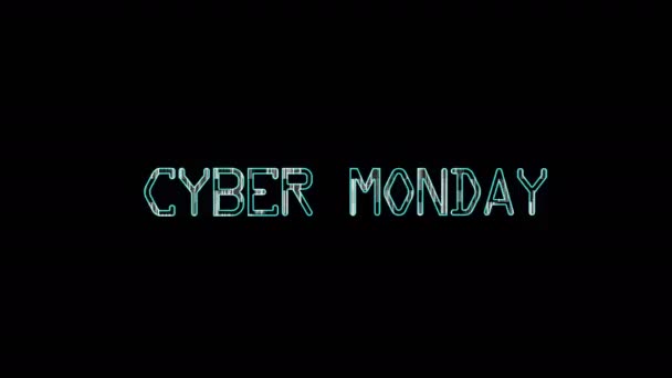 Cyber Monday Panne Text Auf Schwarzem Hintergrund Verkaufskonzept Schleifenanimation — Stockvideo