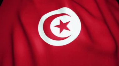 Gerçekçi Tunus bayrağı arkaplanı sallıyor. Döngü canlandırması