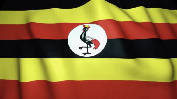 Κυματίζοντας Ρεαλιστικό Φόντο Σημαία Ουγκάντα Κινούμενα Σχέδια — Αρχείο Βίντεο