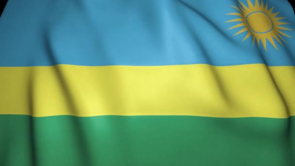 挥动现实的卢旺达国旗背景 循环动画 — 图库视频影像
