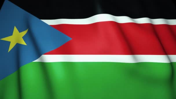 Sventolando Realistico Sfondo Bandiera Del Sud Sudan Animazione Loop — Video Stock