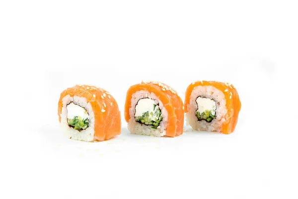 Philadelphia Maki Rolt Witte Achtergrond — Stockfoto