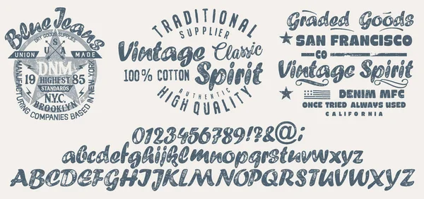 Vektorová Ilustrace Téma Americké Džíny Džíny Syrové Klasický Design Typografie Stock Vektory