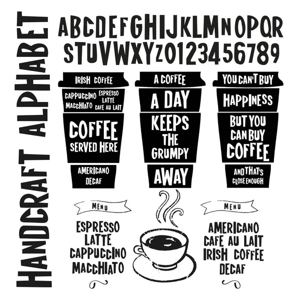 Die Schrift Kaffee Ist Inspiriert Von Geschmückten Vintage Postern Und — Stockvektor