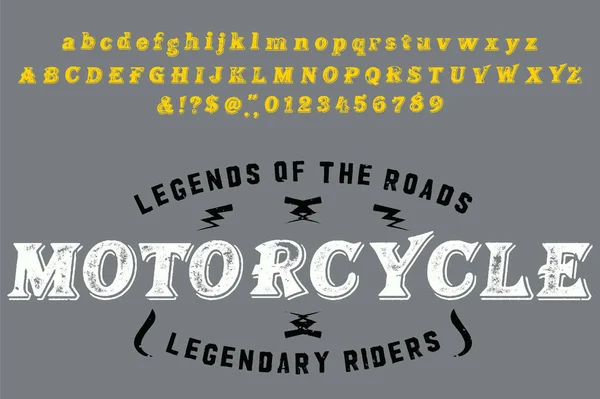 Логотип Сообщества Мотоциклетного Клуба Декоративный Шрифт Письма Цифры Символы Векторная Стоковый вектор
