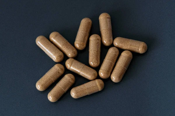 Close Ginkgo Biloba Extract Pills Dietary Concept Dietary Supplement Topview — Stock Photo, Image