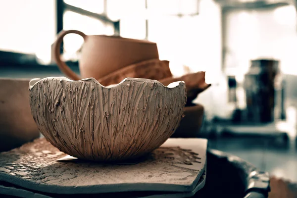 Ceramic Utensils Art Studio Traditional Pottery Craft Ceramics Workshop Concept — Stock Photo, Image