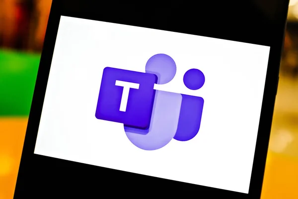 Foto Editorial Sobre Tema Microsoft Teams Foto Ilustrativa Para Noticias —  Fotos de Stock