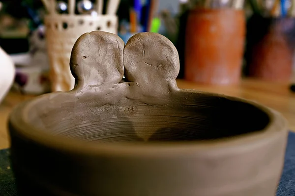 Tazón Cerámica Hecho Mano Listo Para Pintar Artesanía Tradicional Cerámica — Foto de Stock