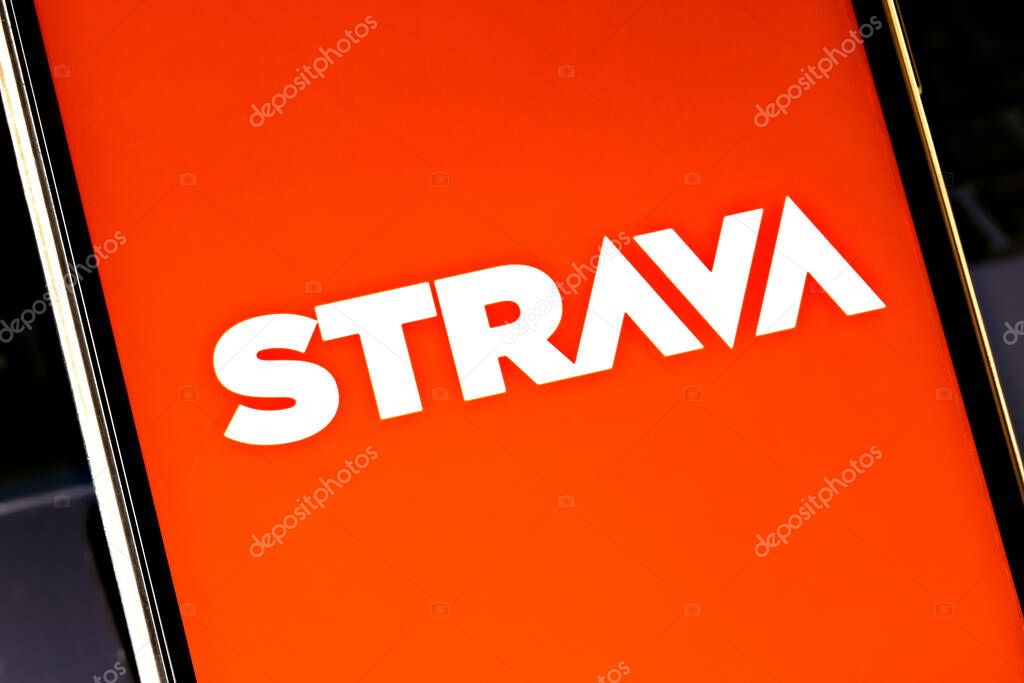 Editorial photo on Strava theme.  Illustrative photo for news about Strava - an internet service for tracking human exercise