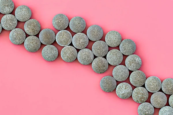 Çiğnenmiş Demir Tabletlerin Üst Görünümü Ruh Sağlığı Kişisel Sağlık Konsepti — Stok fotoğraf