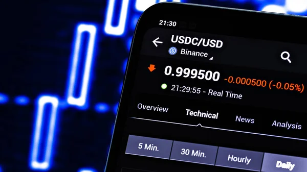 Redaktionell Bild Usd Coin Usdc Tema Illustrativ Bild För Nyheter — Stockfoto