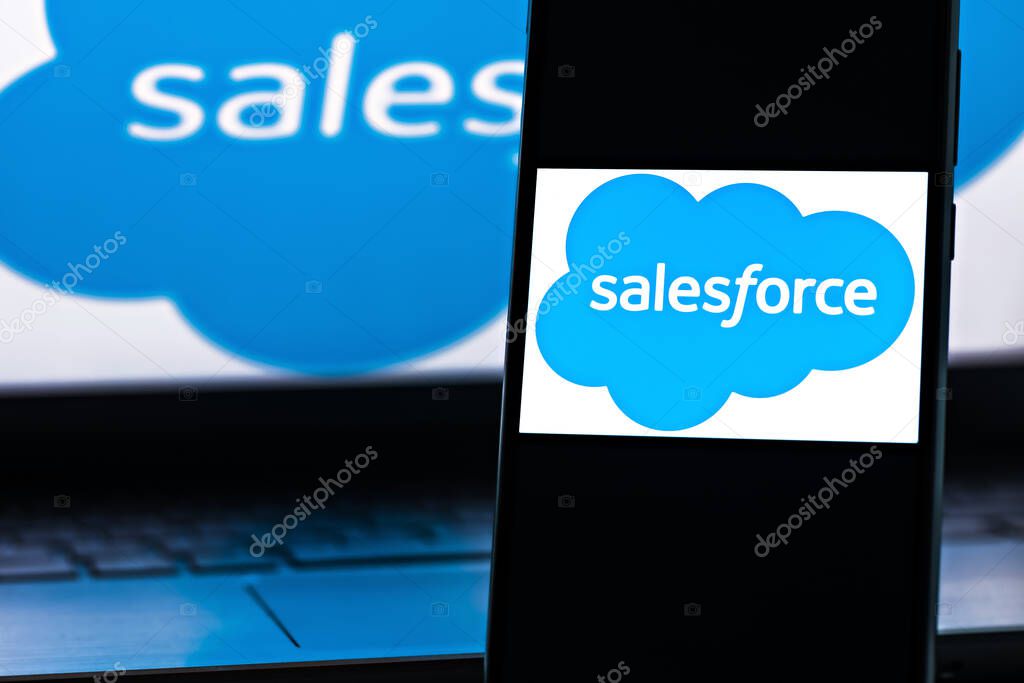 Editorial photo on Salesforce theme.  Illustrative photo for news about Salesforce - an American cloud-based software company