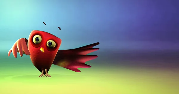 Uggla Fågel Figur Illustration Färgstark Och Levande Bakgrund Med Kopia — Stockfoto