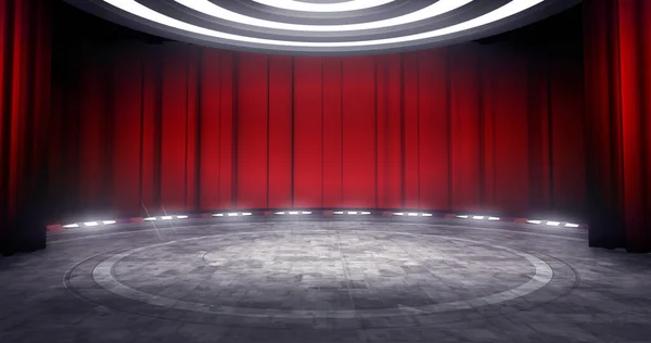 Full Shot Virtual Theater Background Red Curtain Ideal Live Shows —  Fotos de Stock