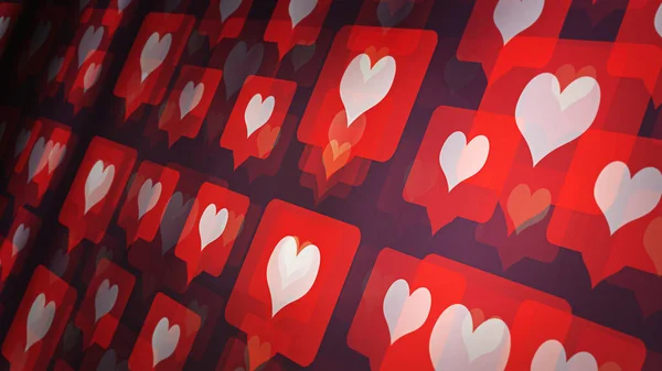 Abstract hearts likes backdrop. Social media 3D illustration concept