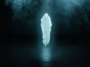 Karanlık bir geçmişi olan bir hayalet. Korku, fantezi kompozisyon çizimi