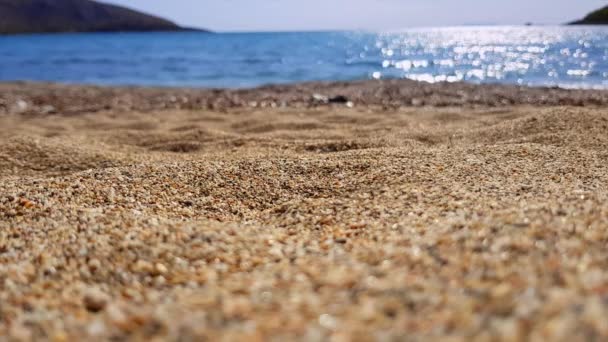 Відеозапис Близький Піску Пляжу Щоб Просувати Свій Власний Літній Продукт — стокове відео