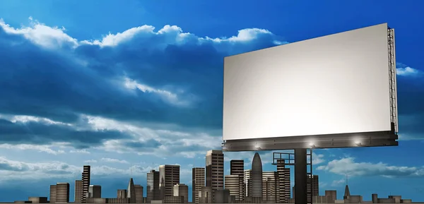 Billboard Cidade Renderização Com Display Vazio Destacado Sob Céu Nublado — Fotografia de Stock