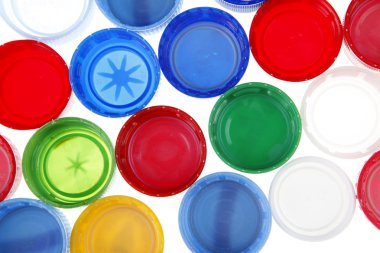 Renkli plastik şişe kapakları