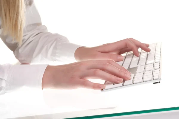 Female hands typing — Stock Photo, Image