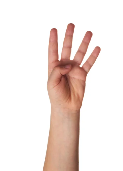 Child hand showing four fingers — Stock Photo, Image