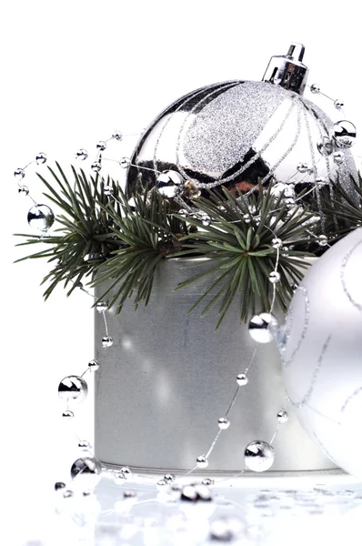 Silver Christmas decorations — Stock Photo, Image