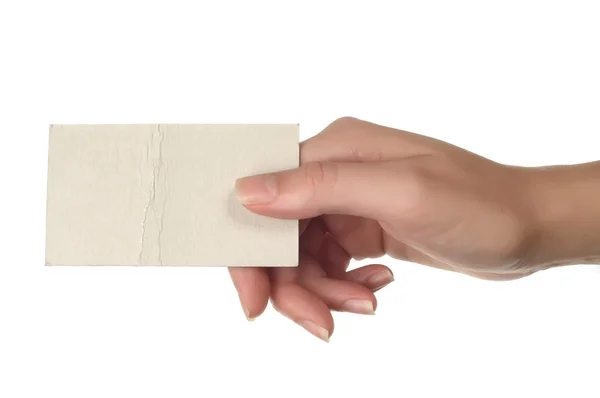 Hand hält leeres Papier — Stockfoto