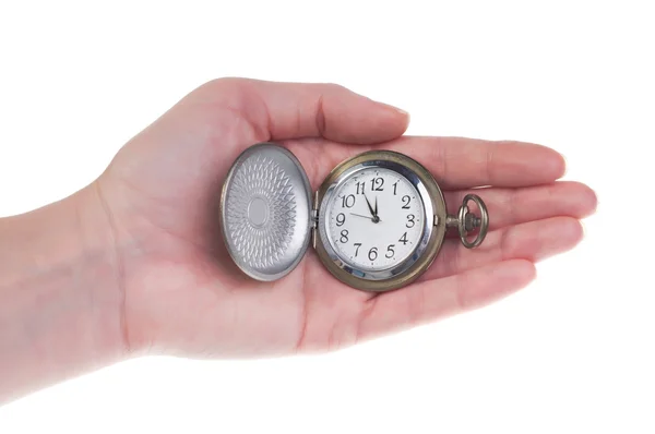 Reloj de bolsillo en la mano —  Fotos de Stock
