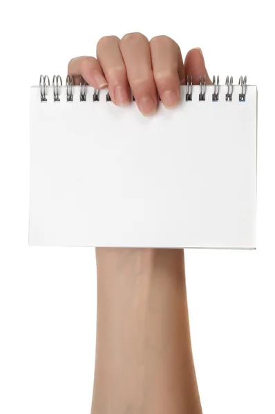 Mãos segurando notebook — Fotografia de Stock