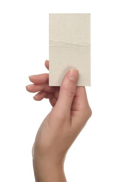 Hand hält leeres Papier — Stockfoto