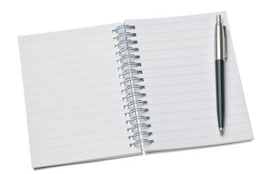 boş bir defter kalem ile