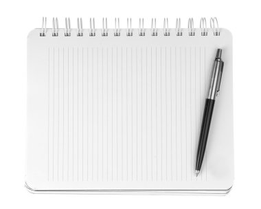 boş bir defter kalem ile