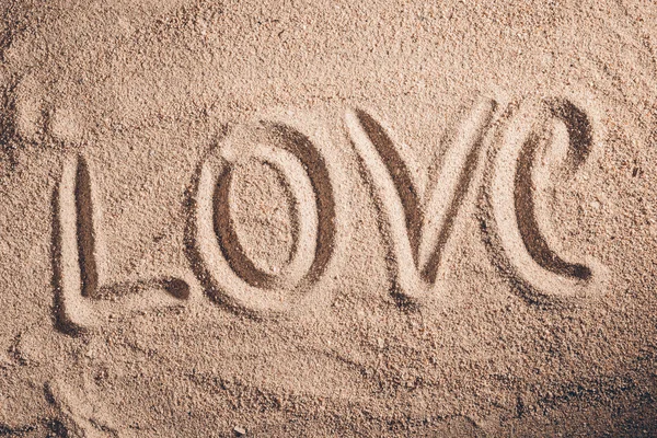 Messaggio d'amore sulla sabbia — Foto Stock