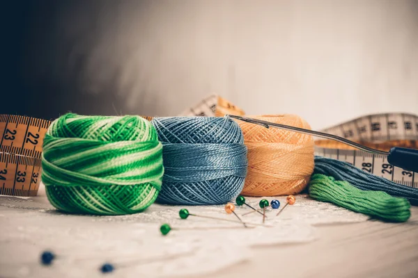 Skeins of colored thread yarn — Stock Photo, Image