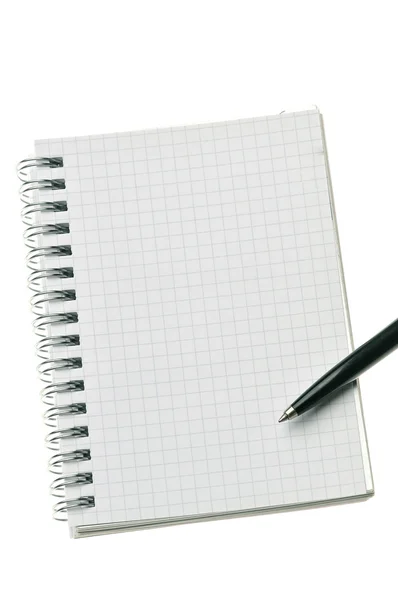 Caderno em branco com caneta — Fotografia de Stock